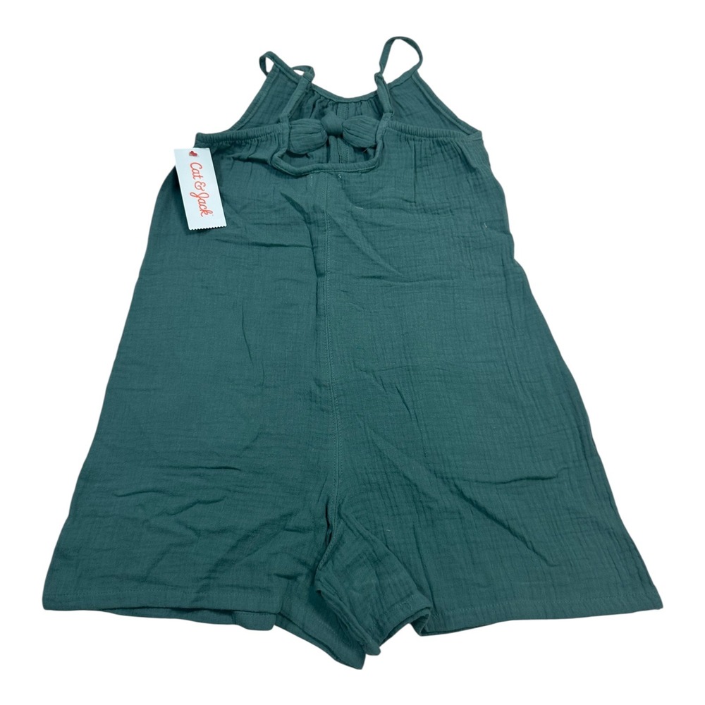 Cat‎ & Jack Girls Romper Jumpsuit Green Bow Back Sleeveless Size M (7/8) NWT